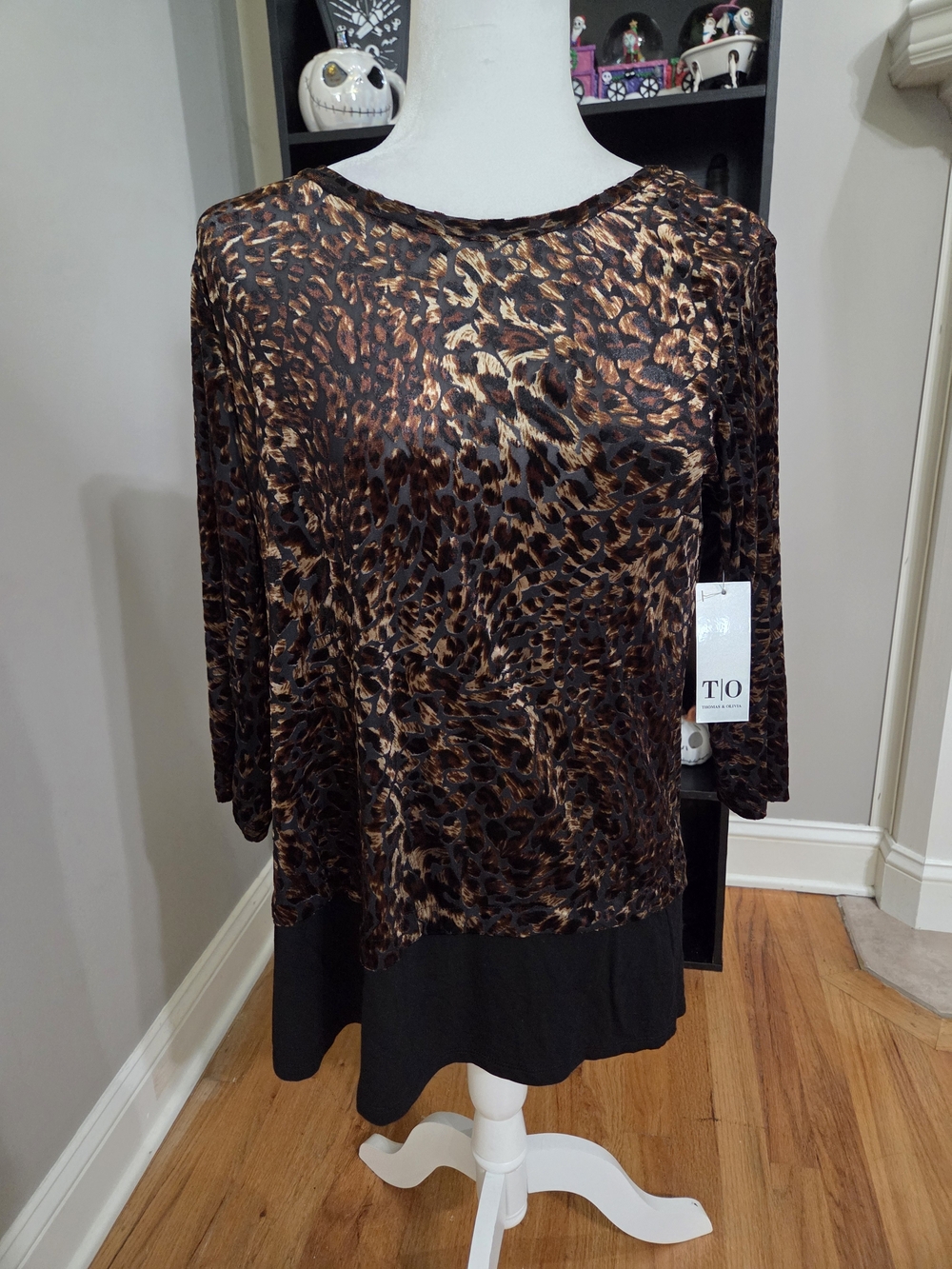 Brown & Black Leopard-Print Tunic Top
